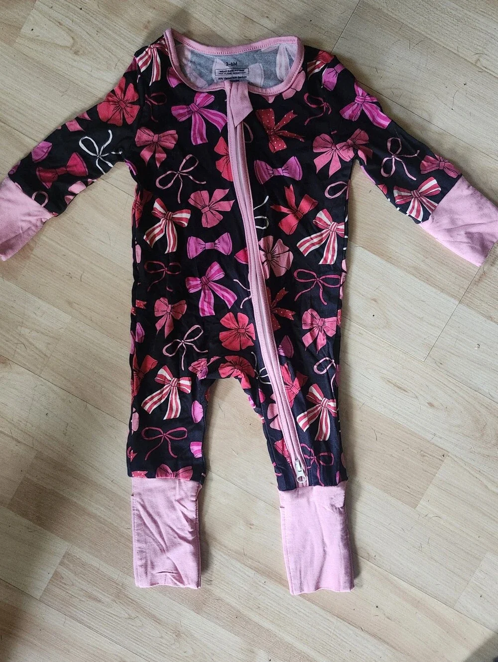 2-Pack Bamboo Baby Zipper Sleepers 3-6M Floral & Bows Coquette Cottagecore Girly